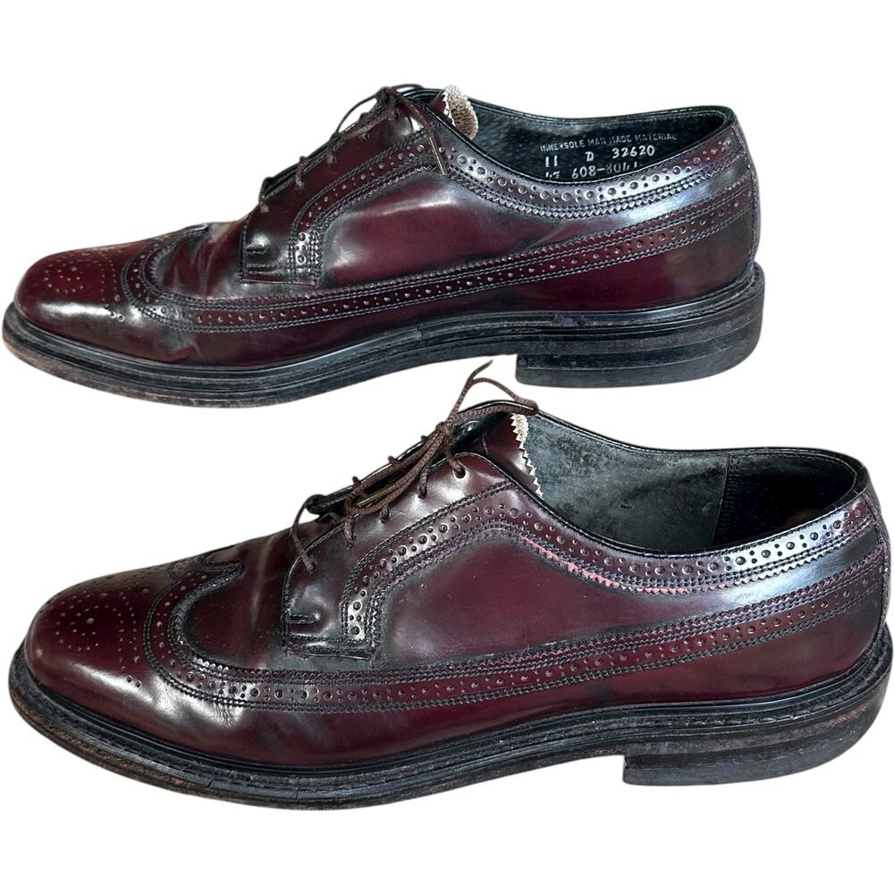 VTG Florsheim Imperial Kenmoor Longwing Brogue Oxfords Mens SZ 11D Burgundy USA